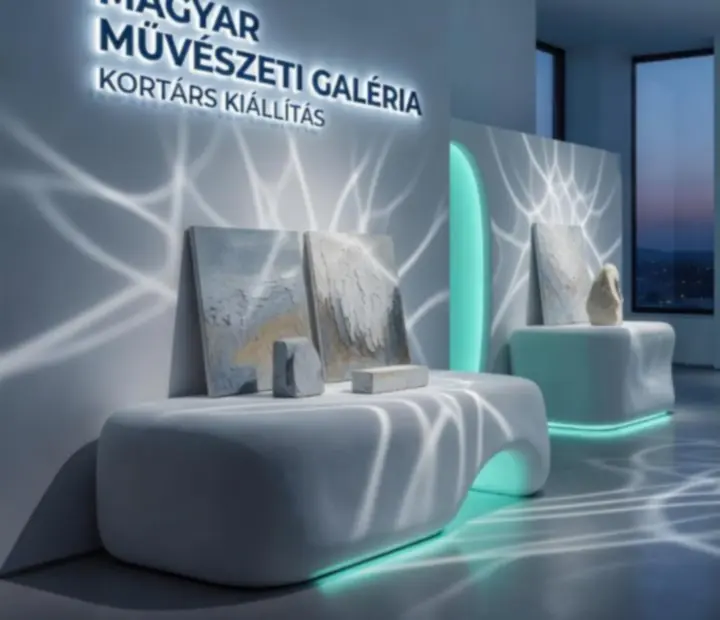 Fény és Árnyék installáció a kaszinó nagytermében, lágy fénymezőkkel és elnyújtott árnyékokkal