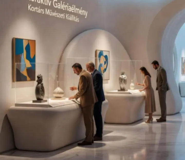 Látogatók csendes figyelemmel sétálnak végig az Art Veraa kaszinó-galéria gyűjteményében.